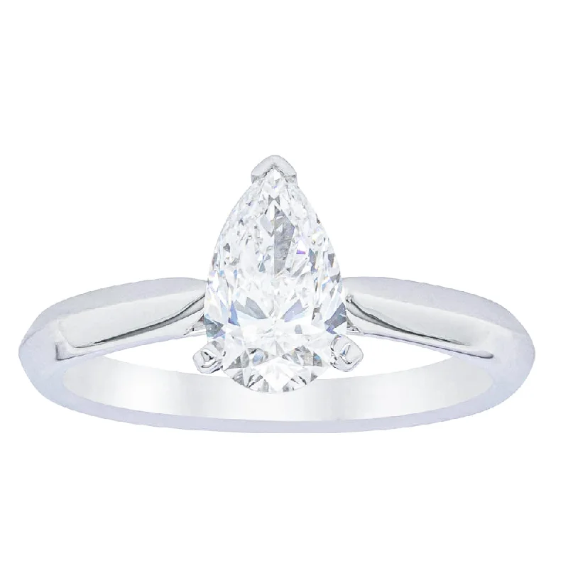 Stunning Jewelry At Even More Stunning Prices 18ct White Gold 1.00ct Pear Cut Diamond Venetian Ring