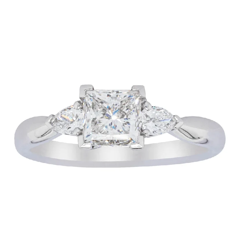 Grab Your Dream Jewelry At The Lowest Prices 18ct White Gold 1.02ct Princess Cut Diamond Ayla Ring