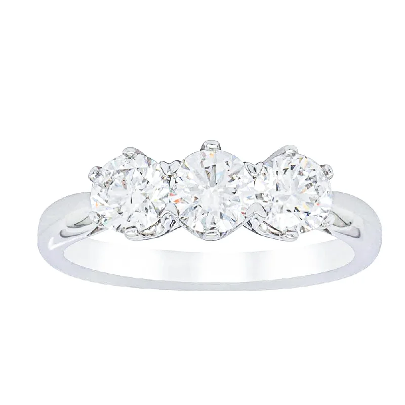 Chic And Stylish Jewelry At Exclusive Prices 18ct White Gold 1.30ct Diamond Trilogy Ring