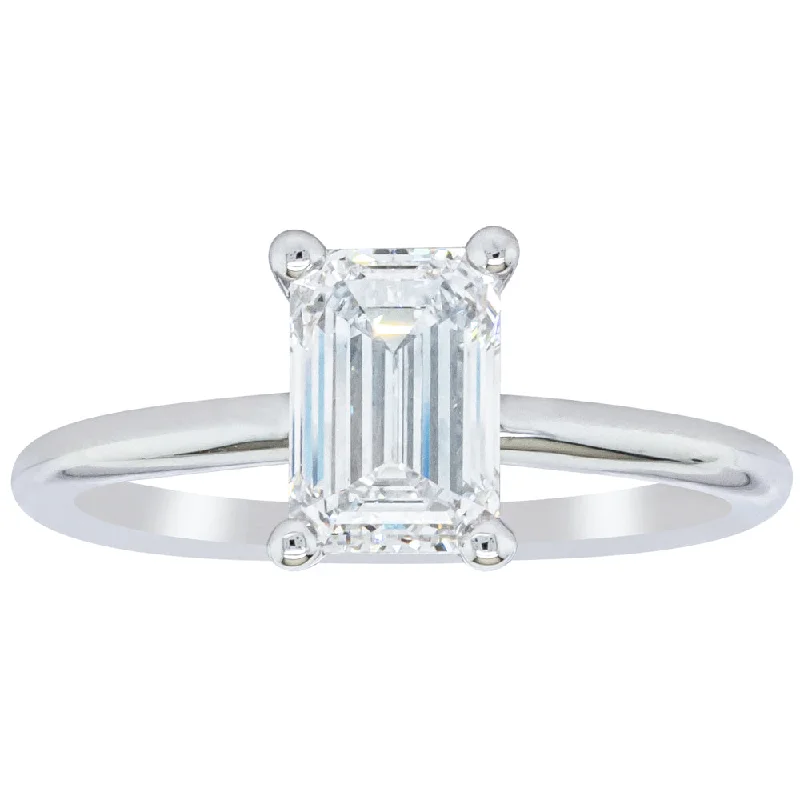 Trendy Minimalist Jewelry For Everyday Wear 18ct White Gold 1.51ct Emerald Cut Diamond Melba Ring