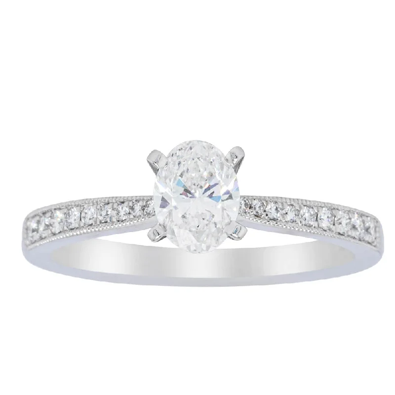 Sparkle More For Less – Jewelry Sale Happening Now 18ct White Gold .50ct Oval Cut Diamond Zenith Ring