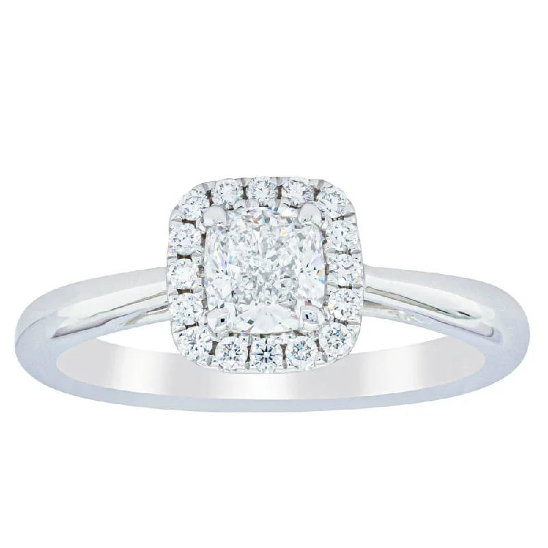 Dazzle With Discounts – Shop Jewelry On Sale 18ct White Gold .59ct Cushion Cut Diamond Nina Ring