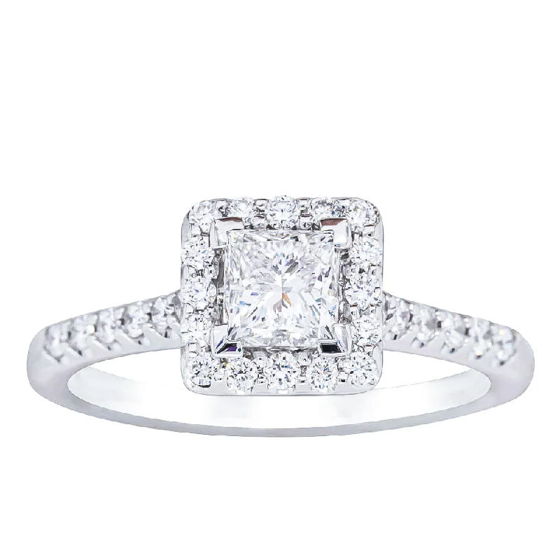 Shop Trending Jewelry With Exclusive Savings 18ct White Gold .70ct Princess Cut Diamond Manhattan Ring