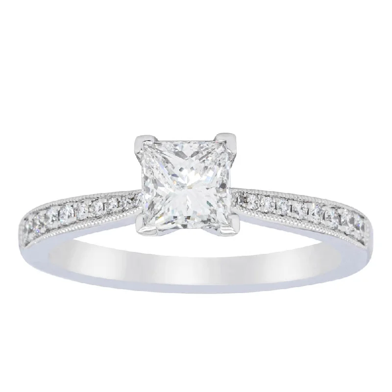 Personalized Engraved Jewelry For Meaningful Gifts 18ct White Gold .70ct Princess Cut Diamond Zenith Ring