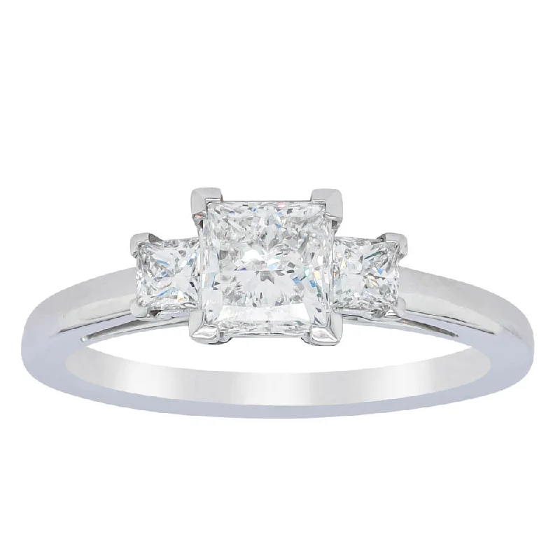 Best-Selling Jewelry Now Available At Special Deals 18ct White Gold .80ct Princess Cut Diamond Olympus Ring