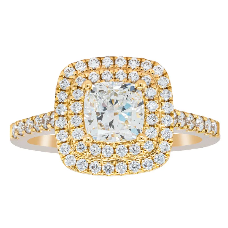 Seasonal Jewelry Sale – Upgrade Your Style Today 18ct Yellow Gold 1.00ct Cushion Cut Diamond Rosa Ring