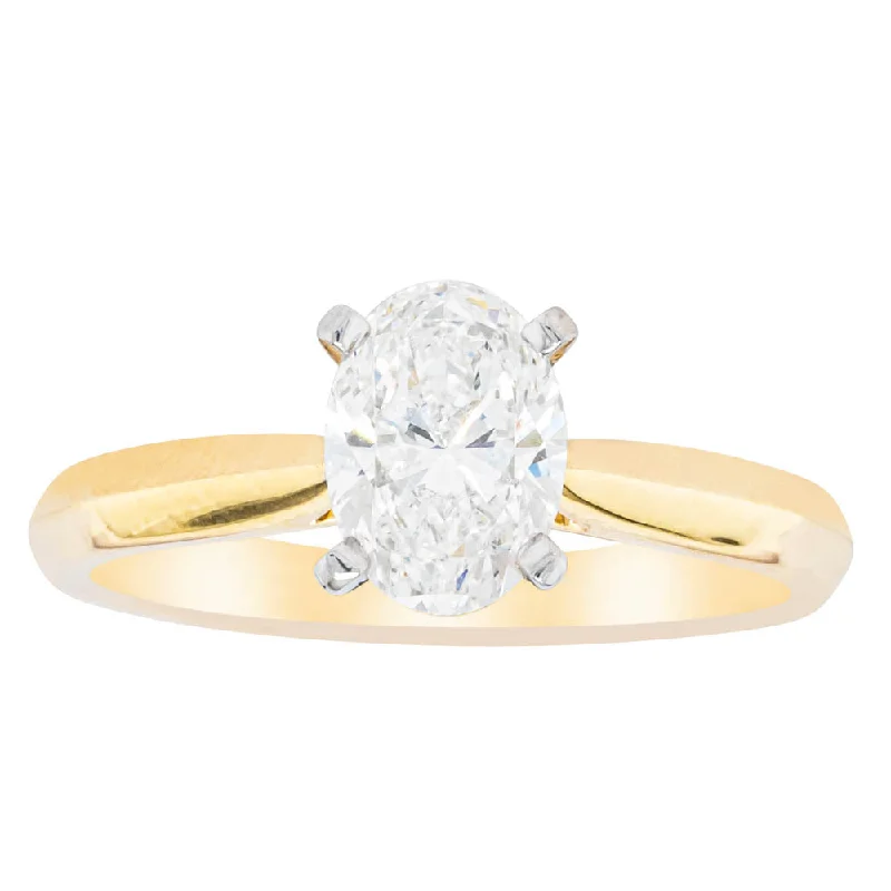 Shop Handcrafted Jewelry At Special Promotional Rates 18ct Yellow Gold 1.00ct Oval Cut Diamond Venetian Ring