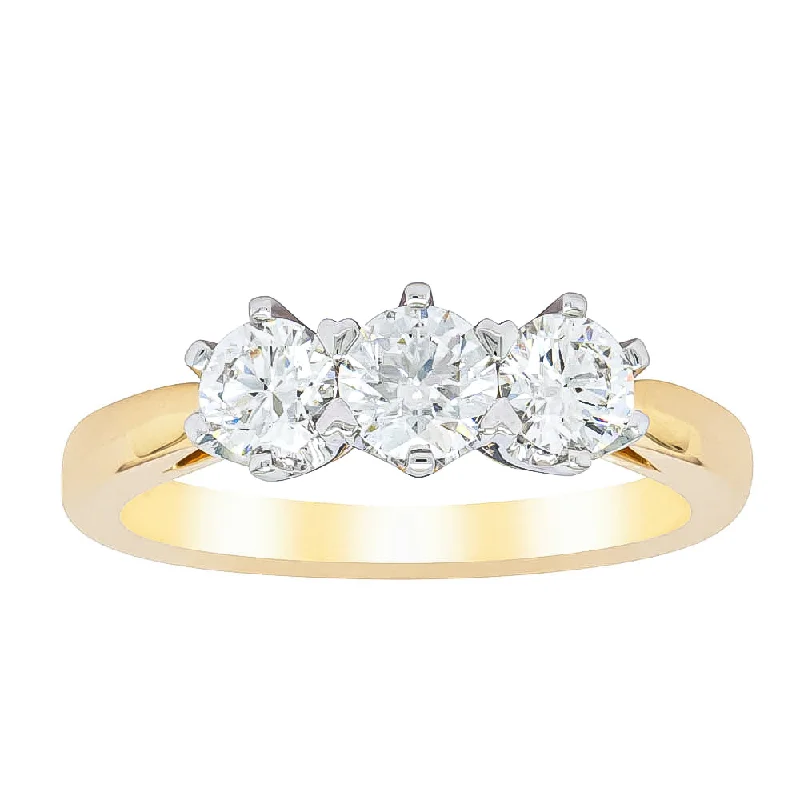 Huge Savings On Premium Jewelry Styles 18ct Yellow Gold 1.01ct Diamond Trilogy Ring