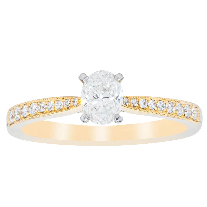 High-End Sparkle, Low-End Prices – Jewelry Sale Live 18ct Yellow Gold .40ct Oval Cut Diamond Zenith Ring