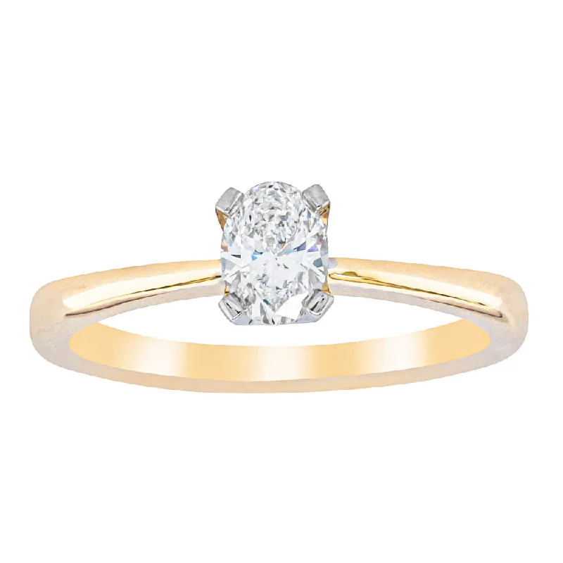 The Perfect Accessory For Less – Jewelry Sale Live 18ct Yellow Gold .41ct Oval Cut Diamond Royale Ring