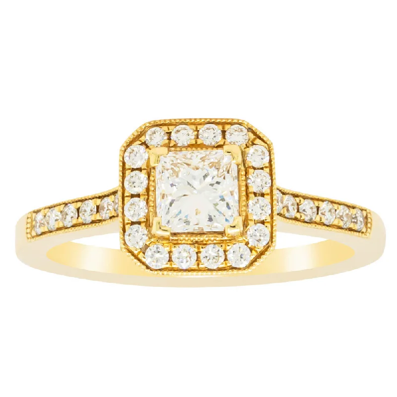 Fashion-Forward Geometric Jewelry For Contemporary Style 18ct Yellow Gold .50ct Princess Cut Diamond Mandalay Ring