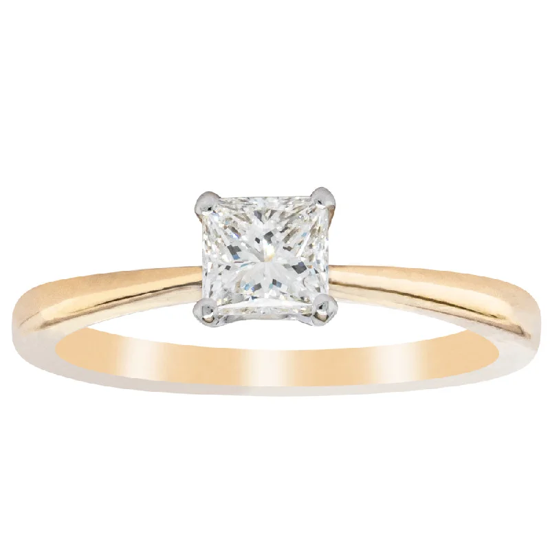 Stunning Statement Jewelry, Unbeatable Discounts 18ct Yellow Gold .53ct Princess Cut Reclaimed Diamond Royale Ring