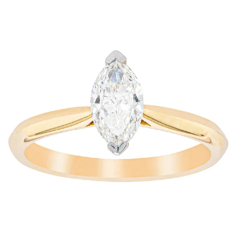 Dainty Floral Jewelry For Feminine Elegance 18ct Yellow Gold .70ct Marquise Cut Diamond Venetian Ring