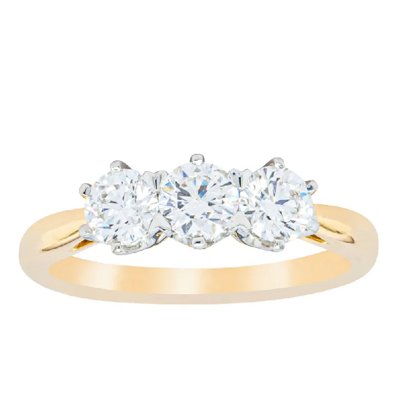 Delicate Crystal Jewelry For Sophisticated Charm 18ct Yellow Gold .92ct Diamond Trilogy Ring