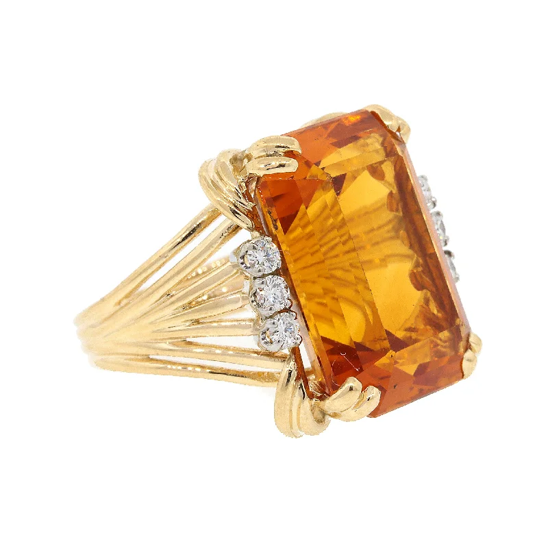 Diamond & Citrine Estate Ring in 14k Gold