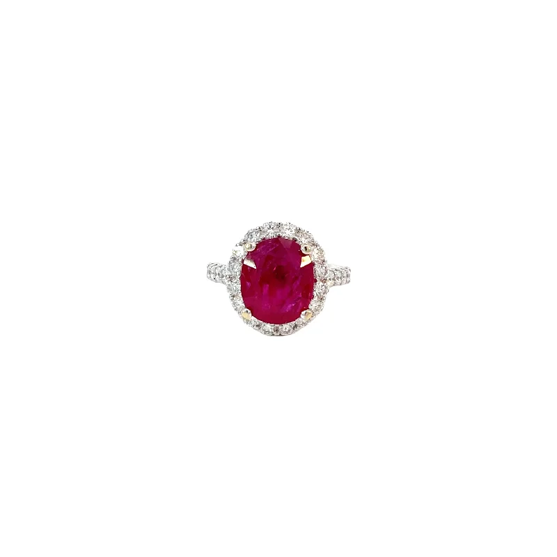 14 Karat White Gold  Halo Ruby Ring