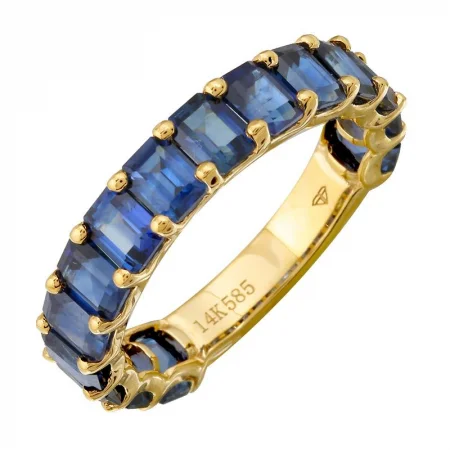 Limited-Time Offer On Premium Jewelry Collections 14k Gold Blue Sapphire 3/4 Eternity Ring