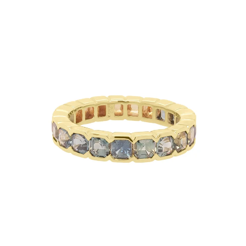 Modern Statement Jewelry For Bold Styling Asscher Half Bezel Sapphire Ring | 3.0GMS 2.6CTW Modern Statement Jewelry For Bold Styling Asscher Half Bezel Sapphire Ring | 3.0GMS 2.6CTW