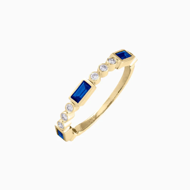 Blue Sapphire & Diamond Stacker