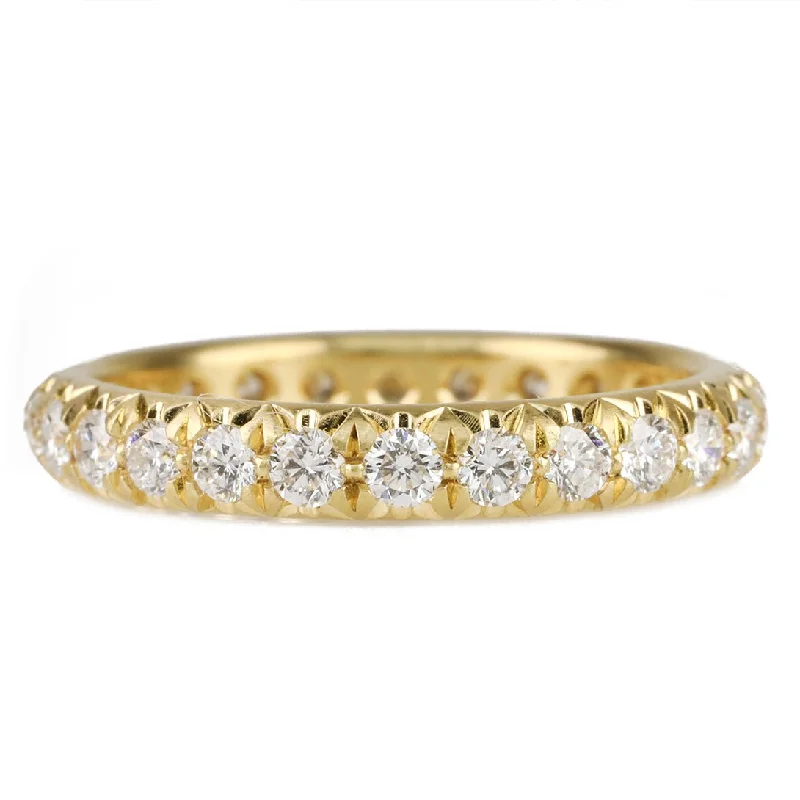 18K Gold & Pave Diamond Rounded Band