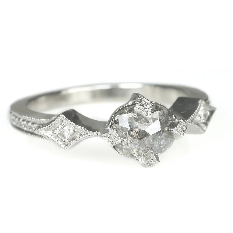 Platinum and Diamond "Antique" Prong-Set Ring