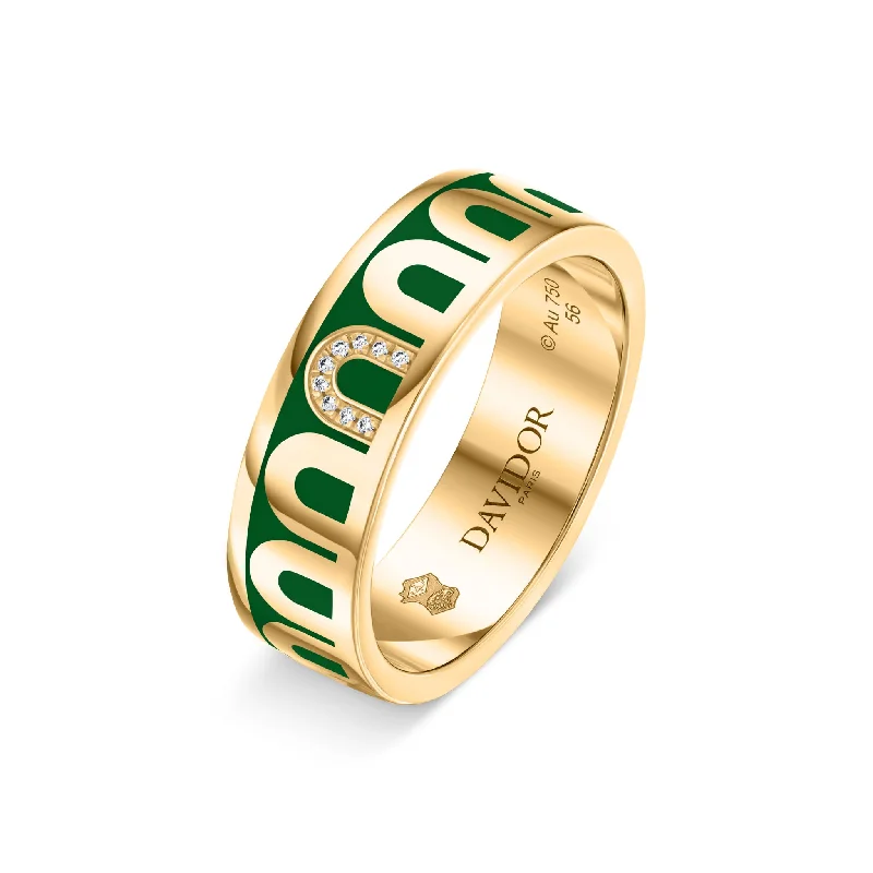 Bold And Beautiful Jewelry Now At Irresistible Prices L’Arc de DAVIDOR Ring MM, 18k Yellow Gold with Palais Royal Lacquered Ceramic and Porta Simple Diamonds