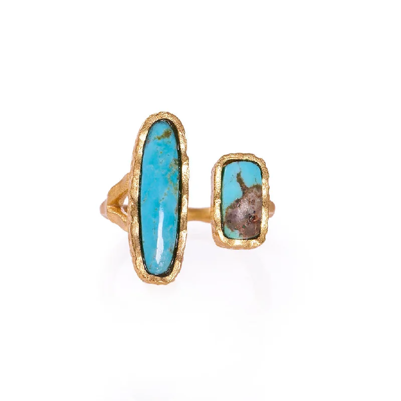 Shop Dazzling Jewelry At The Best Prices Deco Twin Stone Ring - Turquoise