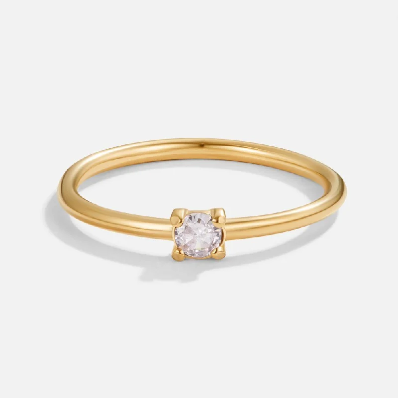 June Birthstone 18K Gold Ring