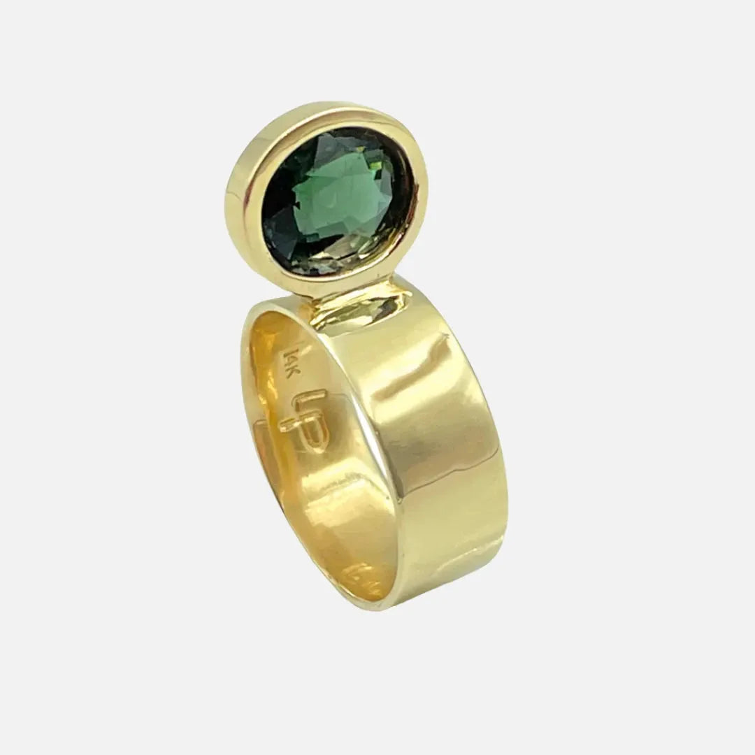 Trending Jewelry Now Available At Exclusive Prices Perched Setting Ring with Green Tourmaline