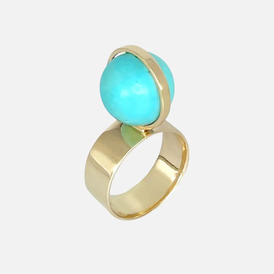 Luxury Jewelry Sale – Sparkle For Less Perched Setting Ring with Turquoise