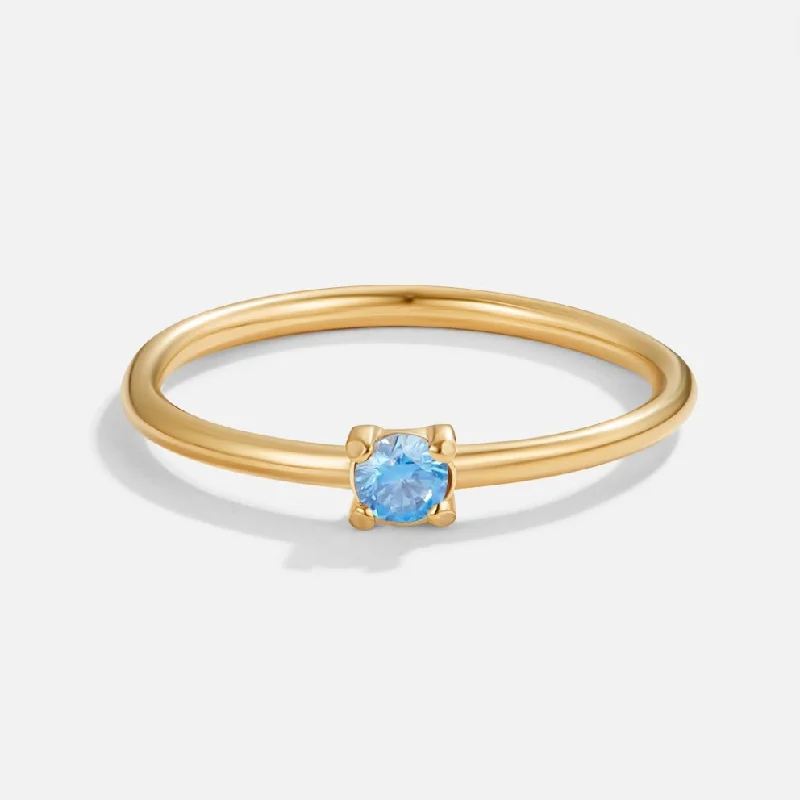 March Birthstone 18K Gold Ring