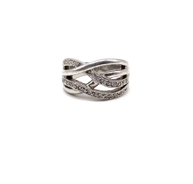 Fine Jewelry, Limited-Time Offers Available Modern Overlapping C Z Trimmed Band Ring Fine Jewelry, Limited-Time Offers Available Modern Overlapping C Z Trimmed Band Ring