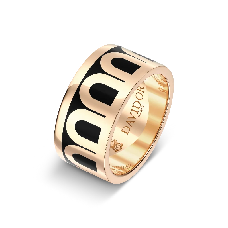 L'Arc de DAVIDOR Ring GM, 18k Rose Gold with Caviar Lacquered Ceramic