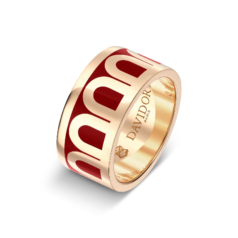 L'Arc de DAVIDOR Ring GM, 18k Rose Gold with Davidor Bordeaux Lacquered Ceramic