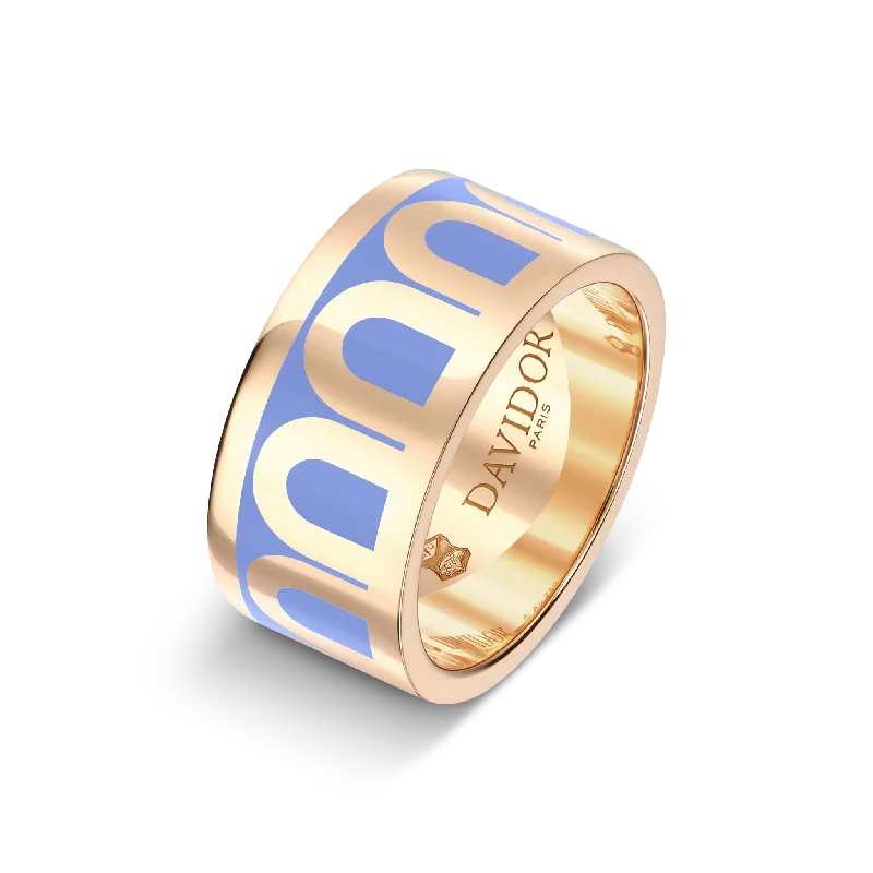 Sur-Mesure L'Arc de DAVIDOR Ring GM, 18k Rose Gold with Hortensia Lacquered Ceramic