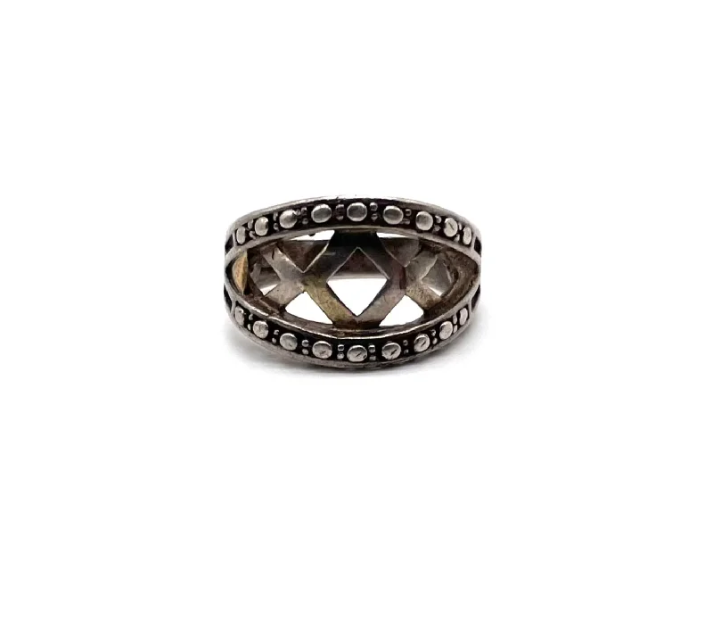 Last Chance To Shop High-End Jewelry At Markdown Prices Pebbled Two Tone Double X Ring Last Chance To Shop High-End Jewelry At Markdown Prices Pebbled Two Tone Double X Ring