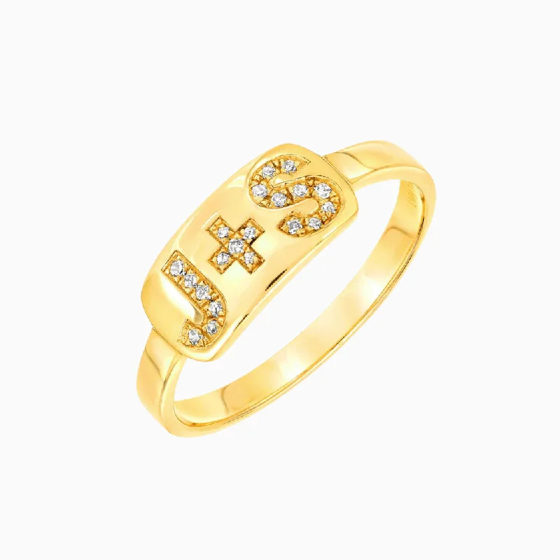 Personalized Diamond Initial Plaque Ring