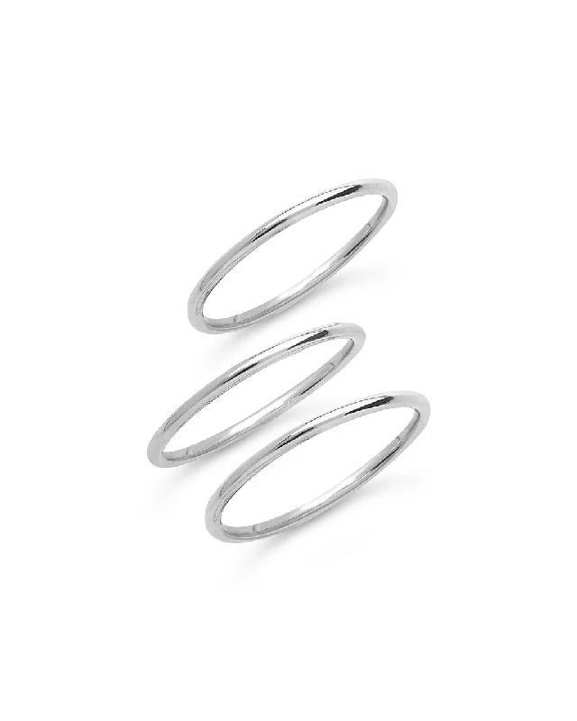 Premium Jewelry At Special Low Prices For A Limited Time Sterling Silver Polished Band Set of 3