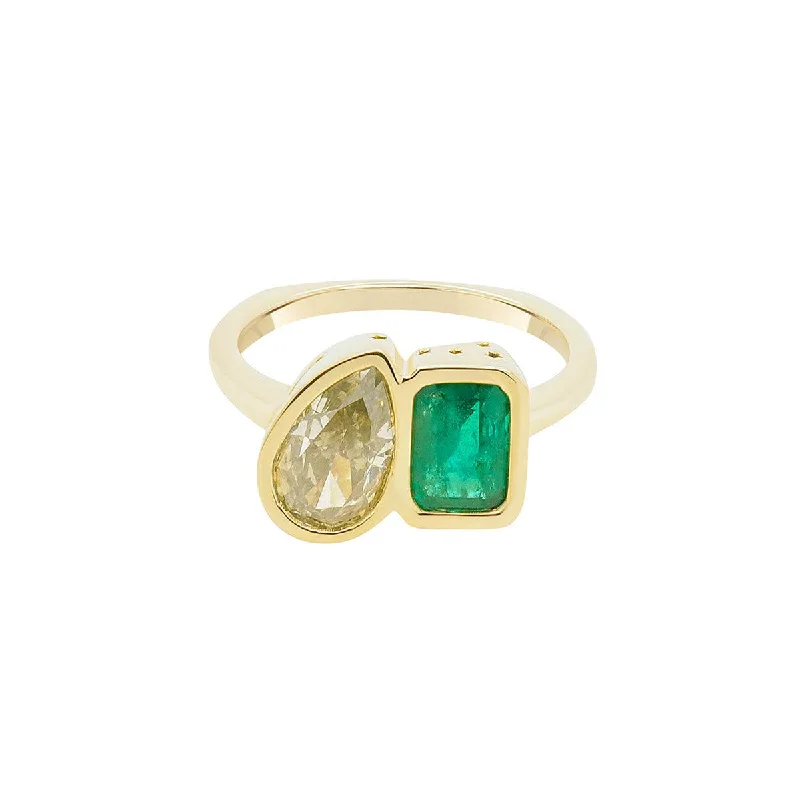 Seasonal Jewelry Sale – Upgrade Your Collection Toi et Moi Ring | Diamond + Emerald | 2.37GMS 2TCW Seasonal Jewelry Sale – Upgrade Your Collection Toi et Moi Ring | Diamond + Emerald | 2.37GMS 2TCW