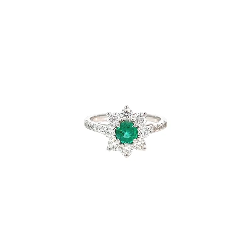 Romantic Heart-Shaped Jewelry For Special Gifts White Gold Diamond Emerald Ring