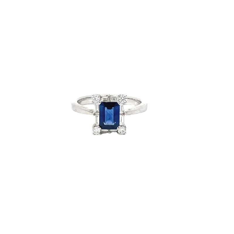 Customized Silver Jewelry For Unique Style White Gold Diamond Halo Sapphire Ring