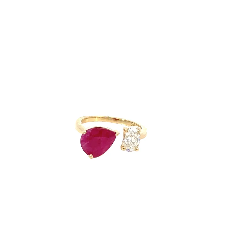 Modern Statement Jewelry For Bold Styling Yellow Gold Ruby Diamond Ring