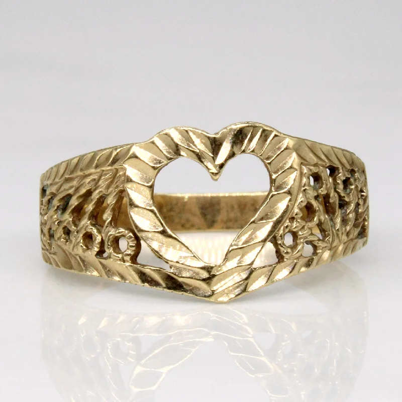 Elegant Jewelry Styles At Budget-Friendly Prices 10k Yellow Gold Lattice Heart Ring | SZ 5.75 |