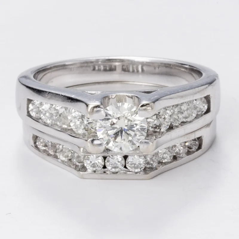 Limited-Stock Jewelry Sale – Shop Before It's Gone 14k White Gold Engagement Diamond Ring and Wedding band set | 1.40 ctw |  Sz 6.25