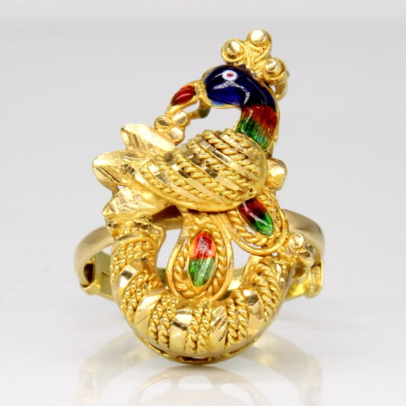 Best Jewelry Sale – Shop Exclusive Designs Now 20k Yellow Gold Enamel Peacock Ring | SZ 7 |