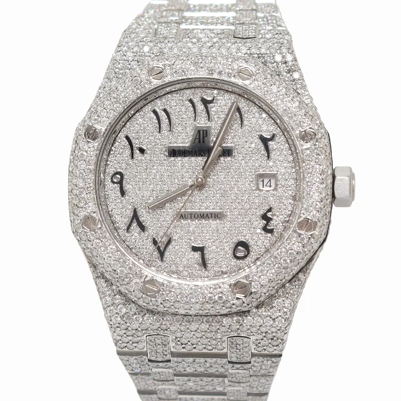Luxury Jewelry At Unbeatable Discounts Audemars Piguet Royal Oak 41mm ICED OUT Stainless Steel Pave Diamond Dial Watch