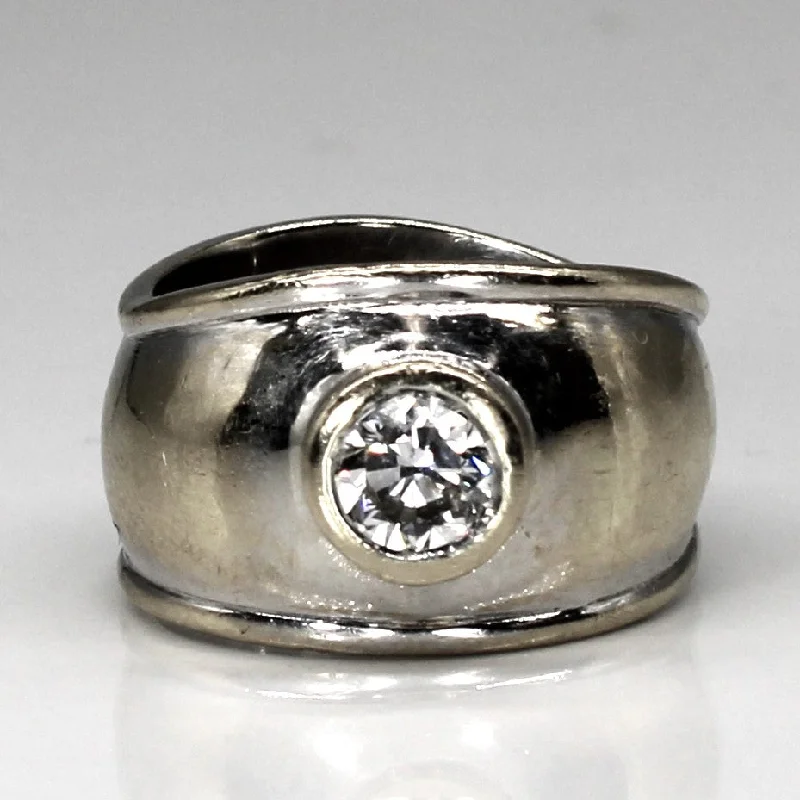 Seasonal Jewelry Clearance – Best Styles At The Lowest Prices Bezel Set Solitaire Diamond Wide Band 18k Ring | 1.00ct SI2/I1 G/H | SZ 8 |