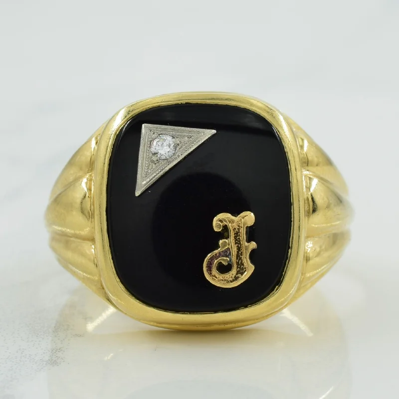 Best Jewelry Deals – Premium Quality At Exclusive Discounts Black Onyx & Diamond 'J' Initial Ring | 6.50ct, 0.03ct | SZ 11.25 | Best Jewelry Deals – Premium Quality At Exclusive Discounts Black Onyx & Diamond 'J' Initial Ring | 6.50ct, 0.03ct | SZ 11.25 |