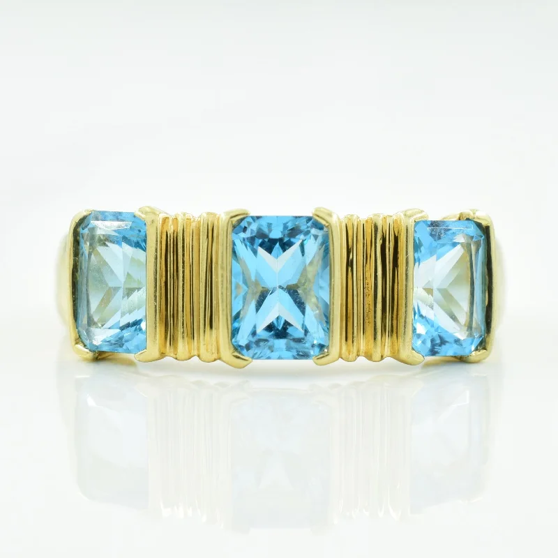 Holiday Jewelry Sale – Perfect Gifts At The Best Prices Blue Topaz Three Stone Ring | 1.50ctw | SZ 7 |