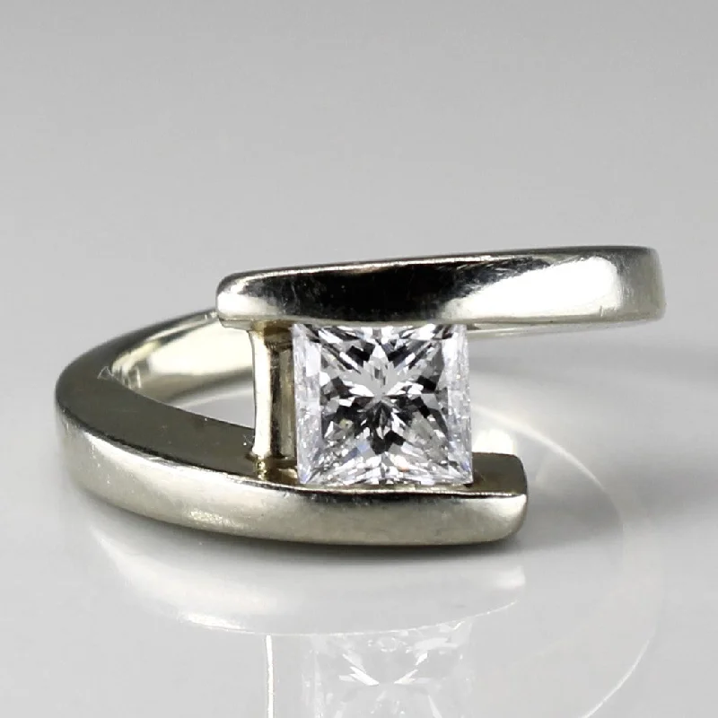 Your Perfect Accessory Now At The Best Price Bypass Solitaire Princess Cut Diamond 18k Ring | 1.00ct VS2 G/H | SZ 5.75 |